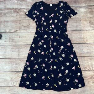 NWOT GAP Floral Navy Button Up Dress